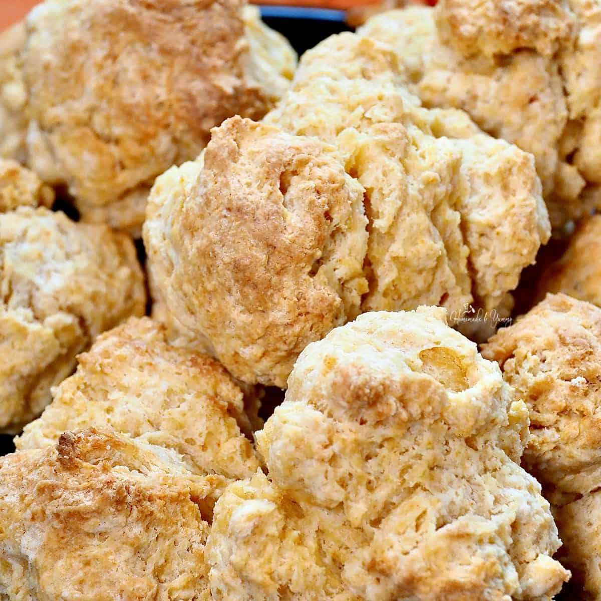 A bowl full of biscuits.