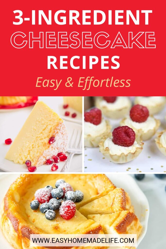 Who knew there could be such diversity in 3-ingredient cheesecake recipes? Whether you try a traditional cheesecake baked in an oven, an easy Instant Pot version, or something even more straightforward, you will have fun pouring over the list of options found in this round-up.  In any case, these easy homemade cheesecake recipes are all fabulous!