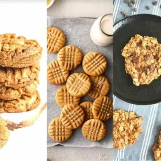 3-ingredient peanut butter cookies recipes collage.