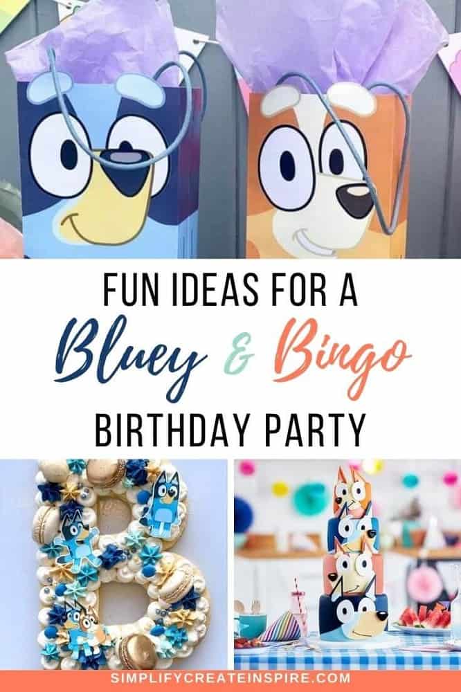 Fun ideas for a Bluey and Bingo birthday party collage.