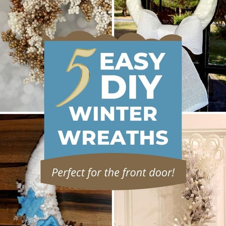 5 Easy DIY winter wreaths, perfect for the front door collage.