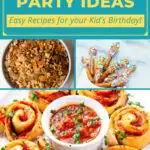 Finger food party ideas, easy recipes for your kid's birthday, collage.