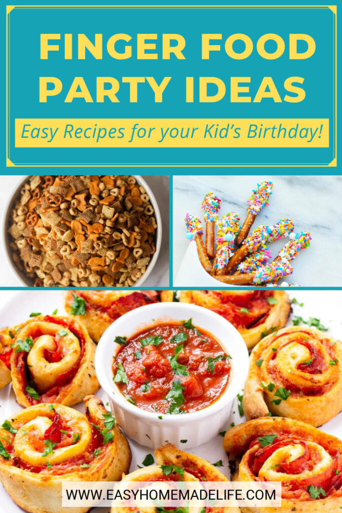 Finger food party ideas, easy recipes for your kid's birthday, collage.