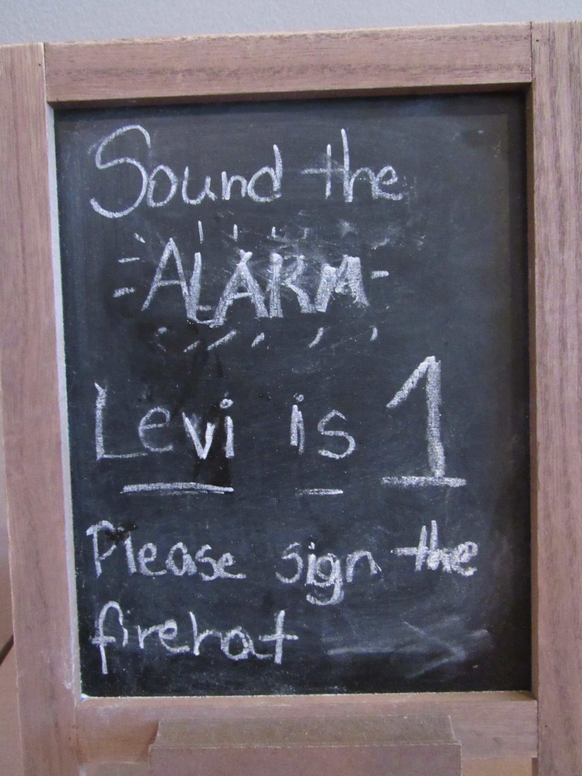 Chalkboard birthday party sign.