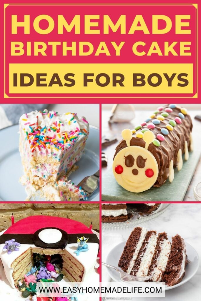 Homemade birthday cake ideas for boys collage.