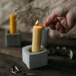 rolling sheets of beeswax for candle
