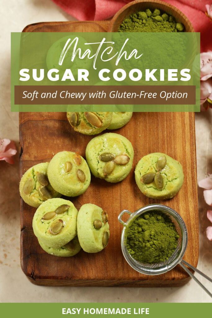 Matcha sugar cookies, soft and chewy with gluten-free option.