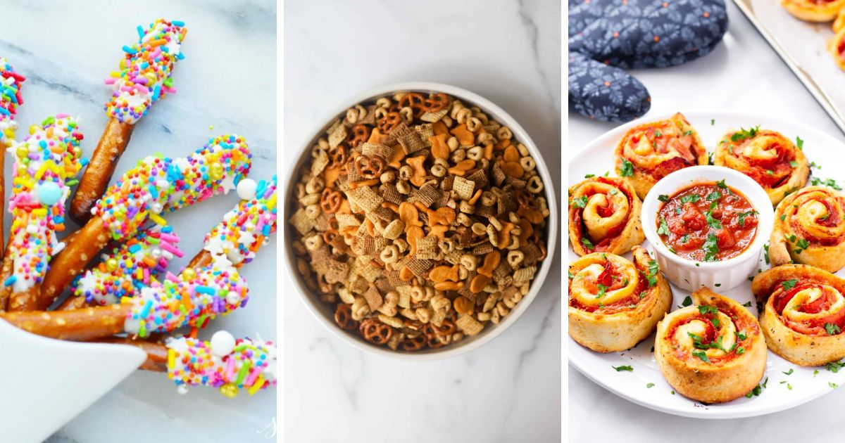 Birthday party finger food recipes collage.