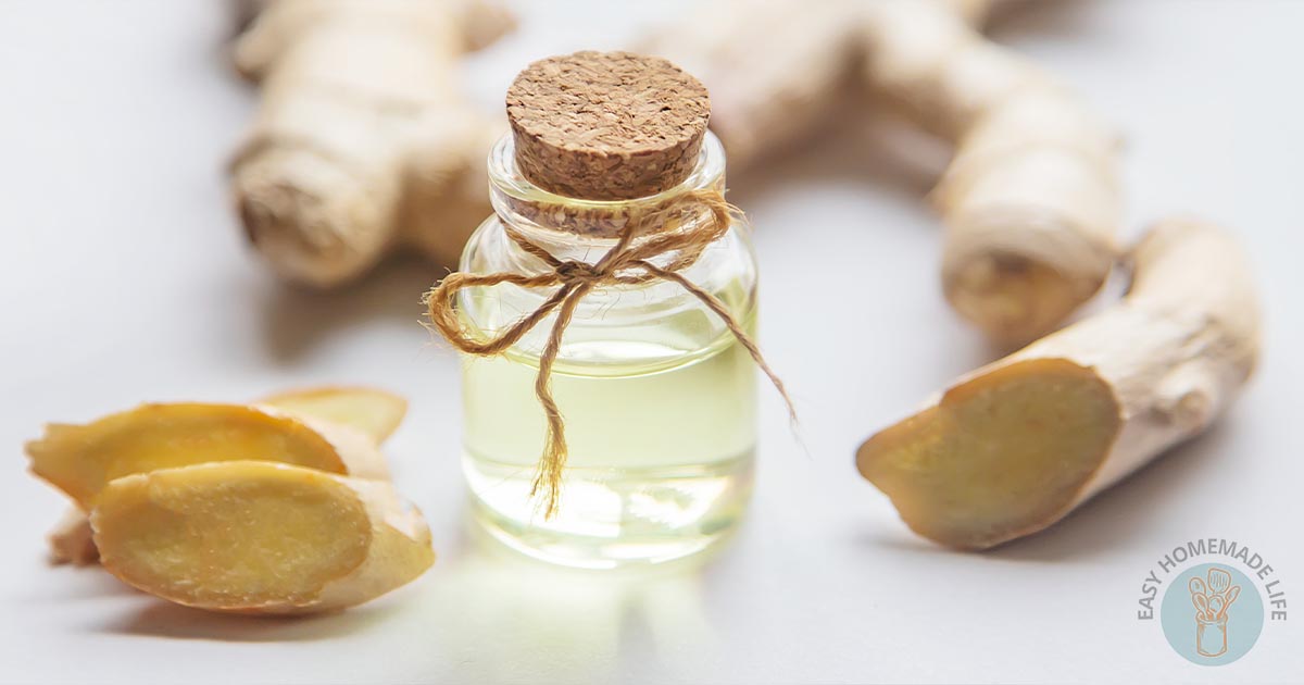 Sealed ginger essential oil blends in a small bottle.