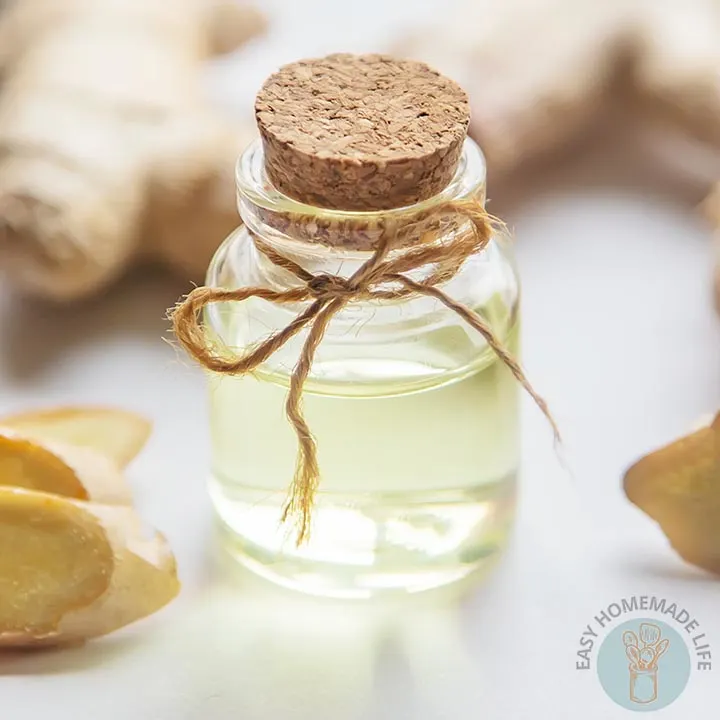 Sealed ginger essential oil blends in a small bottle.