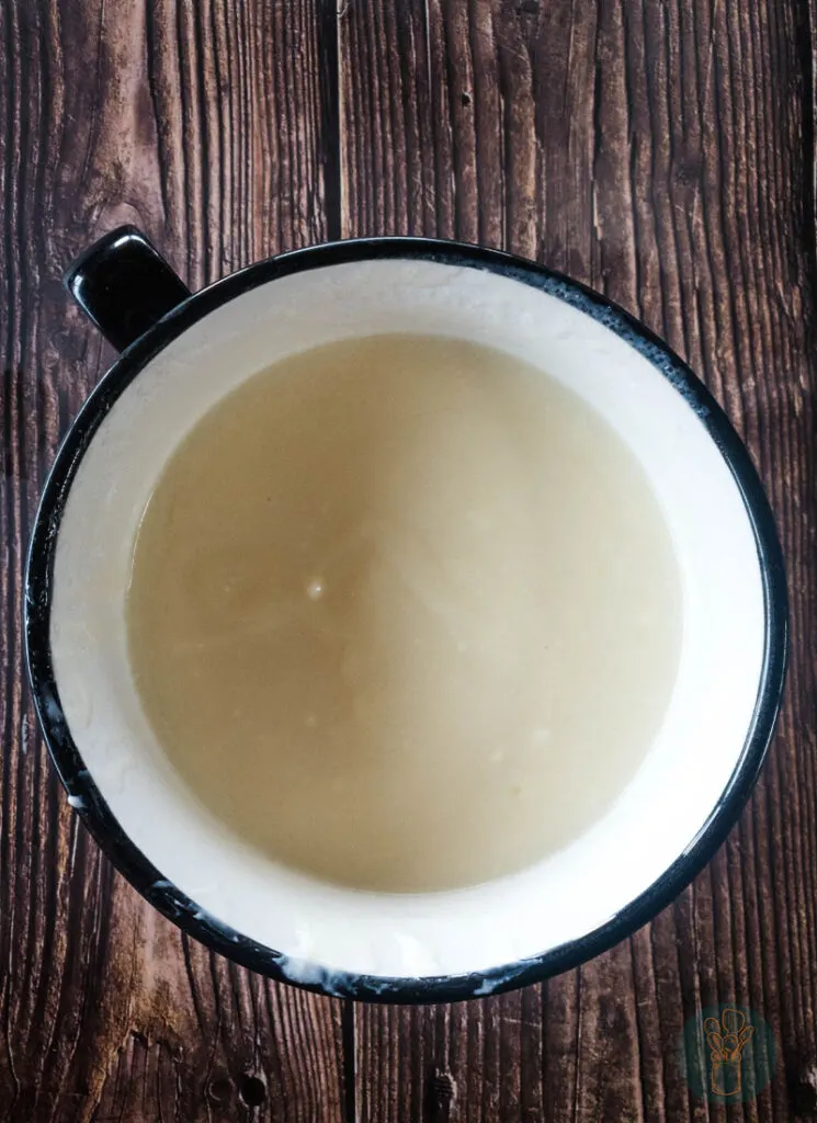 White dressing in a white mug.