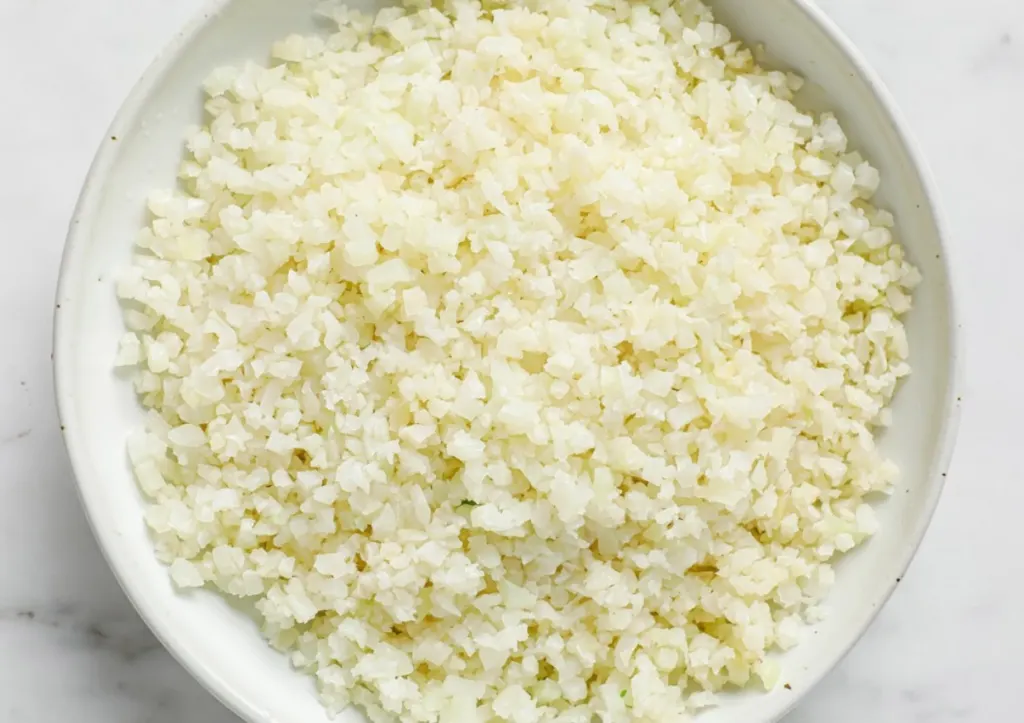 A bowl of cauliflower rice.