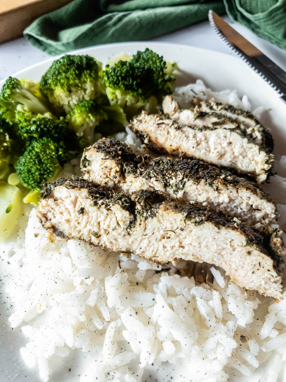 A picture of Texas Roadhouse chicken copycat with rice.