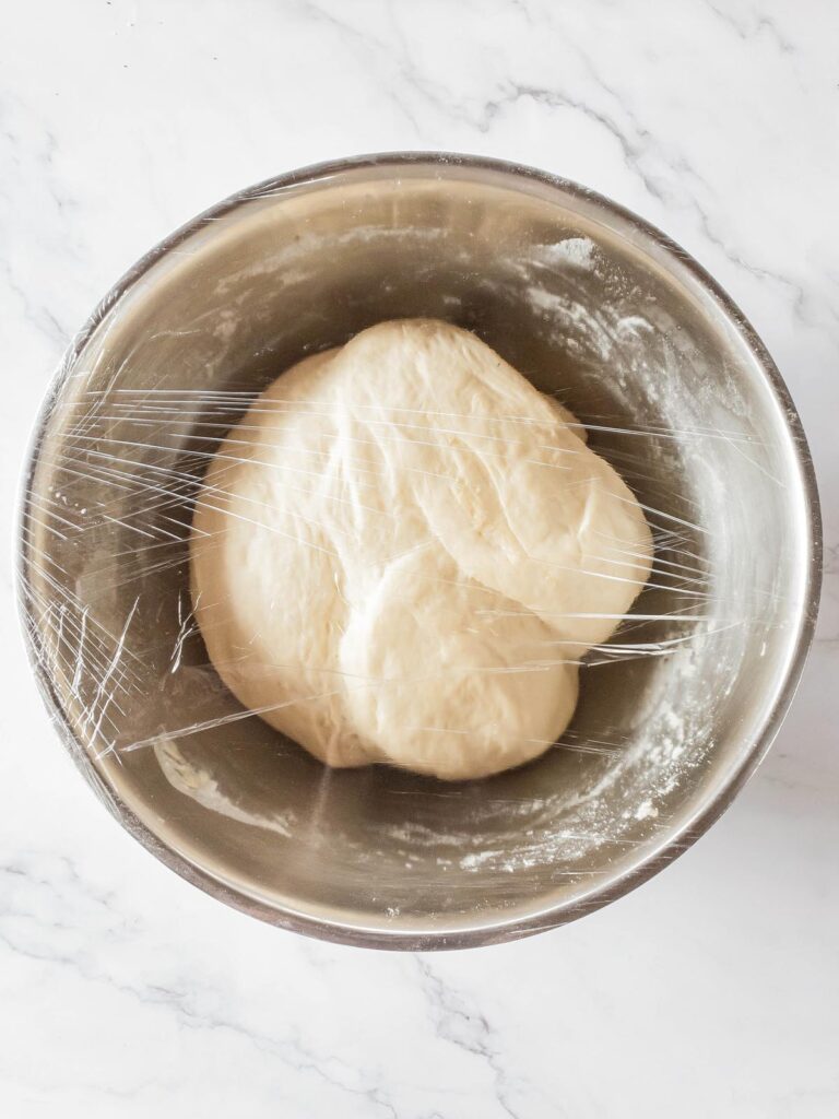 Dough after resting for the first rise.