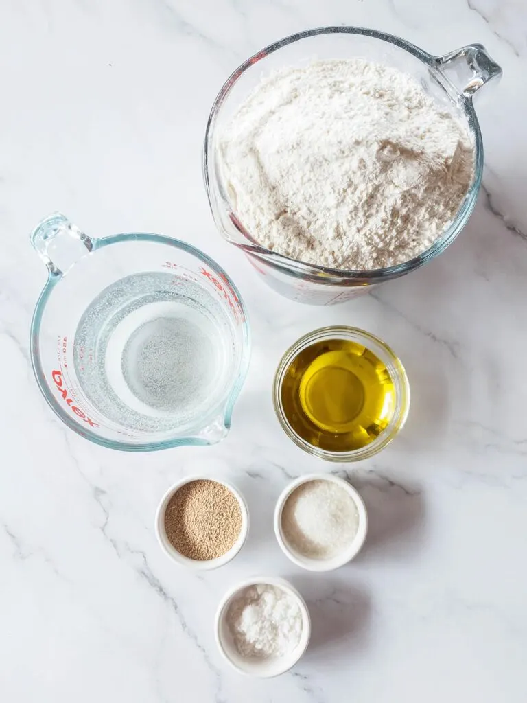 Homemade bread ingredients inspired by Jimmy John's bread.