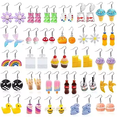 28 Pairs of Weird Cute Funny Kawaii Dangle Earings