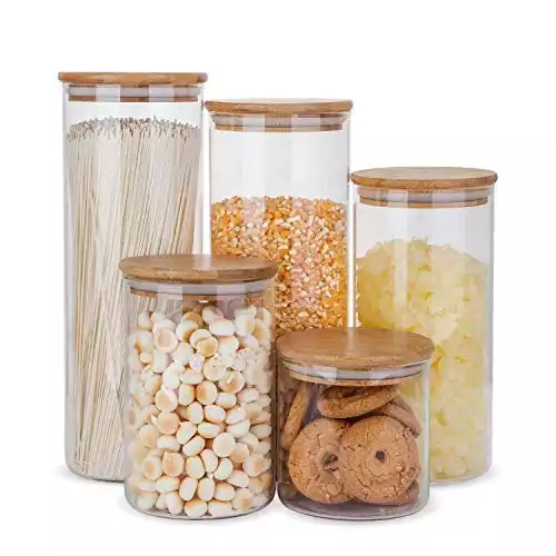 Bamboo-Topped Glass Containers