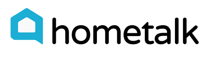 Logo for "hometalk" with a blue house icon on the left and the text "hometalk" in lowercase letters to the right.
