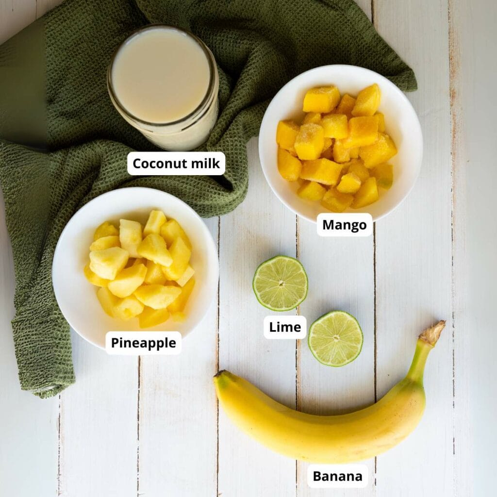 Ingredients for a mango smoothie