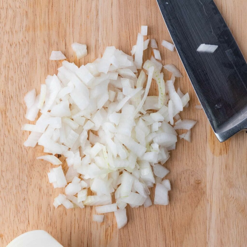Chopped white onion.