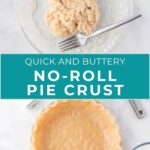 A bowl of pie dough with a fork beside it, above a prepared unbaked pie crust in a pan.